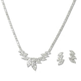 108498, MARQUISE CUBIC ZIRCONIA ACCENT CRYSTAL RHINESTONE NECKLACE SET