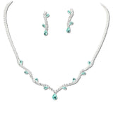 108328, TEARDROP CUBIC ZIRCONIA ACCENT CRYSTAL RHINESTONE NECKLACE SET