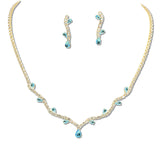 108328, TEARDROP CUBIC ZIRCONIA ACCENT CRYSTAL RHINESTONE NECKLACE SET