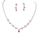 108328, TEARDROP CUBIC ZIRCONIA ACCENT CRYSTAL RHINESTONE NECKLACE SET