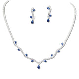 108328, TEARDROP CUBIC ZIRCONIA ACCENT CRYSTAL RHINESTONE NECKLACE SET