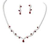 108328, TEARDROP CUBIC ZIRCONIA ACCENT CRYSTAL RHINESTONE NECKLACE SET