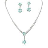 108327, FLOWER CUBIC ZIRCONIA ACCENT CRYSTAL RHINESTONE NECKLACE SET