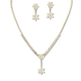108327, FLOWER CUBIC ZIRCONIA ACCENT CRYSTAL RHINESTONE NECKLACE SET