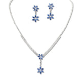 108327, FLOWER CUBIC ZIRCONIA ACCENT CRYSTAL RHINESTONE NECKLACE SET