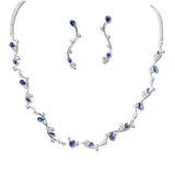 108325, CUBIC ZIRCONIA LEAF SHAPE RHINESTONE NECKLACE SET