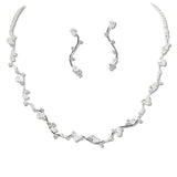 108325, CUBIC ZIRCONIA LEAF SHAPE RHINESTONE NECKLACE SET