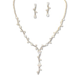 108326, CUBIC ZIRCONIA LEAF VINE SHAPE RHINESTONE NECKLACE SET