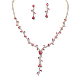 108326, CUBIC ZIRCONIA LEAF VINE SHAPE RHINESTONE NECKLACE SET