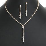 107911, ROUND TEARDROP CUBIC ZIRCONIA ACCENT CRYSTAL RHINESTONE NECKLACE SET