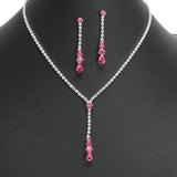 107911, ROUND TEARDROP CUBIC ZIRCONIA ACCENT CRYSTAL RHINESTONE NECKLACE SET