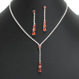 107911, ROUND TEARDROP CUBIC ZIRCONIA ACCENT CRYSTAL RHINESTONE NECKLACE SET