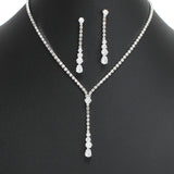 107911, ROUND TEARDROP CUBIC ZIRCONIA ACCENT CRYSTAL RHINESTONE NECKLACE SET