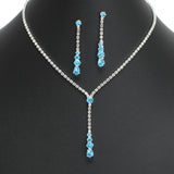 107911, ROUND TEARDROP CUBIC ZIRCONIA ACCENT CRYSTAL RHINESTONE NECKLACE SET