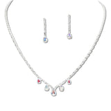 108329, TEARDROP BAGUETTE CUBIC ZIRCONIA ACCENT CRYSTAL RHINESTONE NECKLACE SET