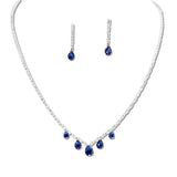108329, TEARDROP BAGUETTE CUBIC ZIRCONIA ACCENT CRYSTAL RHINESTONE NECKLACE SET