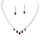 108329, TEARDROP BAGUETTE CUBIC ZIRCONIA ACCENT CRYSTAL RHINESTONE NECKLACE SET