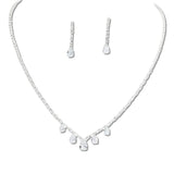 108329, TEARDROP BAGUETTE CUBIC ZIRCONIA ACCENT CRYSTAL RHINESTONE NECKLACE SET