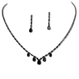 108329, TEARDROP BAGUETTE CUBIC ZIRCONIA ACCENT CRYSTAL RHINESTONE NECKLACE SET