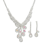 108494, TEARDROP CUBIC ZIRCONIA ACCENT CRYSTAL RHINESTONE NECKLACE SET