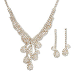108494, TEARDROP CUBIC ZIRCONIA ACCENT CRYSTAL RHINESTONE NECKLACE SET