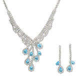 108495, TEARDROP CUBIC ZIRCONIA ACCENT CRYSTAL RHINESTONE NECKLACE SET