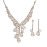 108494, TEARDROP CUBIC ZIRCONIA ACCENT CRYSTAL RHINESTONE NECKLACE SET