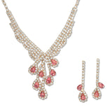 108495, TEARDROP CUBIC ZIRCONIA ACCENT CRYSTAL RHINESTONE NECKLACE SET