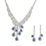 108495, TEARDROP CUBIC ZIRCONIA ACCENT CRYSTAL RHINESTONE NECKLACE SET