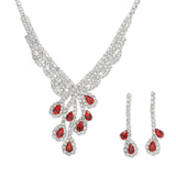 108495, TEARDROP CUBIC ZIRCONIA ACCENT CRYSTAL RHINESTONE NECKLACE SET