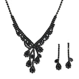 108495, TEARDROP CUBIC ZIRCONIA ACCENT CRYSTAL RHINESTONE NECKLACE SET