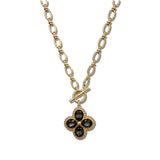 Quatrefoil Rhinestone Pendant Necklace – Gold/Black Diamond · NW20398BD_WT NW20398 BD