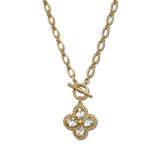 Quatrefoil Rhinestone Pendant Necklace – Gold/Clear · NW20398CLR_WT NW20398 CLR