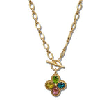 Quatrefoil Rhinestone Pendant Necklace – Gold/Multi · NW20398MU_WT NW20398 MU