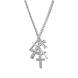 Assorted Cross Charm Cluster Necklace – Worn Silver · NW20404WS_WT NW20404 WS