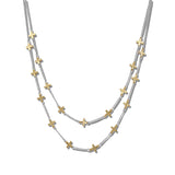 114556, DAINTY TEXTURED CROSS STATION LAYERED NECKLACE