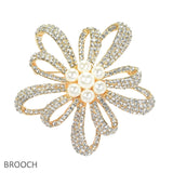 108397, FLOWER PEARL ACCENT CRYSTAL RHINESTONE BROOCH PIN