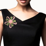 108398, FLOWER PEARL ACCENT CRYSTAL RHINESTONE BROOCH PIN