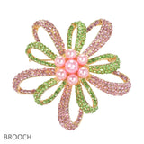 108398, FLOWER PEARL ACCENT CRYSTAL RHINESTONE BROOCH PIN
