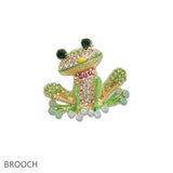 108393, FROG CRYSTAL RHINESTONE BROOCH PIN