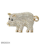 108390, PIG CRYSTAL RHINESTONE BROOCH PIN