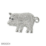 108390, PIG CRYSTAL RHINESTONE BROOCH PIN