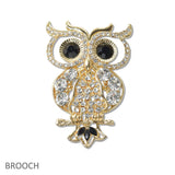 108392, OWL CRYSTAL RHINESTONE BROOCH PIN