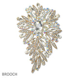 108399, FLORAL LEAF CRYSTAL RHINESTONE BROOCH PIN