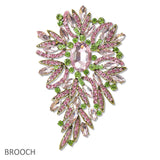 108400, FLORAL LEAF CRYSTAL RHINESTONE BROOCH PIN