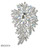 108399, FLORAL LEAF CRYSTAL RHINESTONE BROOCH PIN