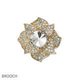 108388, FLORAL CRYSTAL RHINESTONE BROOCH PIN