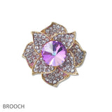 108388, FLORAL CRYSTAL RHINESTONE BROOCH PIN