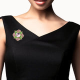 108387, FLORAL CRYSTAL RHINESTONE BROOCH PIN
