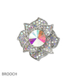 108388, FLORAL CRYSTAL RHINESTONE BROOCH PIN